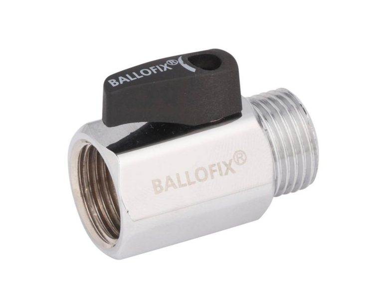 Ballofix kulventil R15 invändig/utvändig gänga förkromad med vred